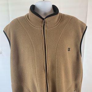 Vintage Champion Zip Brown Fleece Vest Mens  SZ XL